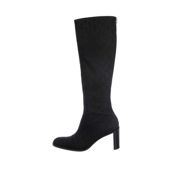 VINTAGE GUCCI GG CANVAS KNEE HIGH BOOTS - Picture 1 of 5